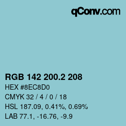 カラーコード: RGB 142 200.2 208 | qconv.com