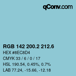 カラーコード: RGB 142 200.2 212.6 | qconv.com