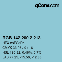 カラーコード: RGB 142 200.2 213 | qconv.com