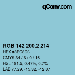 カラーコード: RGB 142 200.2 214 | qconv.com