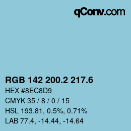 カラーコード: RGB 142 200.2 217.6 | qconv.com