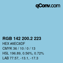 カラーコード: RGB 142 200.2 223 | qconv.com