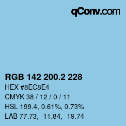 カラーコード: RGB 142 200.2 228 | qconv.com