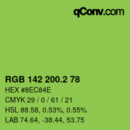 カラーコード: RGB 142 200.2 78 | qconv.com