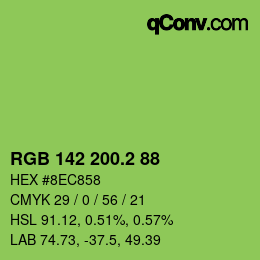 カラーコード: RGB 142 200.2 88 | qconv.com
