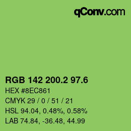 カラーコード: RGB 142 200.2 97.6 | qconv.com