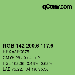 カラーコード: RGB 142 200.6 117.6 | qconv.com
