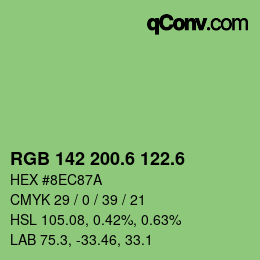 カラーコード: RGB 142 200.6 122.6 | qconv.com