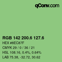 カラーコード: RGB 142 200.6 127.6 | qconv.com