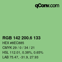 カラーコード: RGB 142 200.6 133 | qconv.com