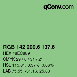 カラーコード: RGB 142 200.6 137.6 | qconv.com