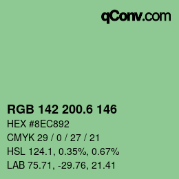 カラーコード: RGB 142 200.6 146 | qconv.com