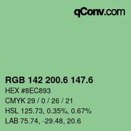 カラーコード: RGB 142 200.6 147.6 | qconv.com