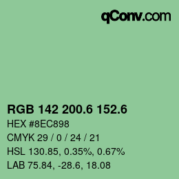 カラーコード: RGB 142 200.6 152.6 | qconv.com