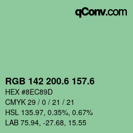 カラーコード: RGB 142 200.6 157.6 | qconv.com