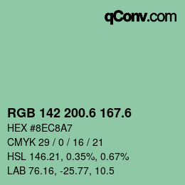 カラーコード: RGB 142 200.6 167.6 | qconv.com