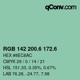 カラーコード: RGB 142 200.6 172.6 | qconv.com