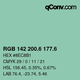 カラーコード: RGB 142 200.6 177.6 | qconv.com