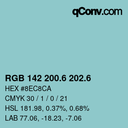 カラーコード: RGB 142 200.6 202.6 | qconv.com