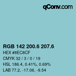 カラーコード: RGB 142 200.6 207.6 | qconv.com
