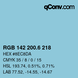 カラーコード: RGB 142 200.6 218 | qconv.com