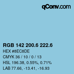 カラーコード: RGB 142 200.6 222.6 | qconv.com