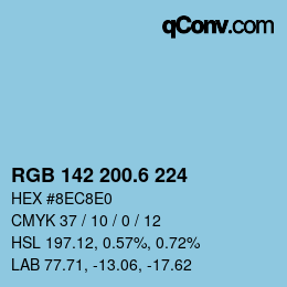カラーコード: RGB 142 200.6 224 | qconv.com