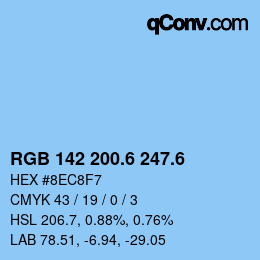 カラーコード: RGB 142 200.6 247.6 | qconv.com