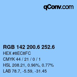 カラーコード: RGB 142 200.6 252.6 | qconv.com