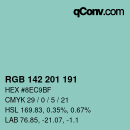 Color code: RGB 142 201 191 | qconv.com