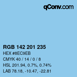 Color code: RGB 142 201 235 | qconv.com