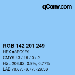 Color code: RGB 142 201 249 | qconv.com