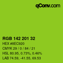 Color code: RGB 142 201 32 | qconv.com