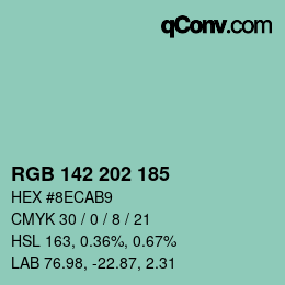 Color code: RGB 142 202 185 | qconv.com