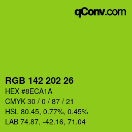 カラーコード: RGB 142 202 26 | qconv.com