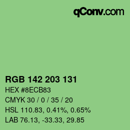 Color code: RGB 142 203 131 | qconv.com