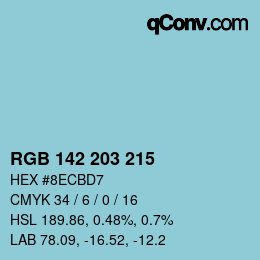 Color code: RGB 142 203 215 | qconv.com