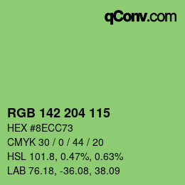 Color code: RGB 142 204 115 | qconv.com
