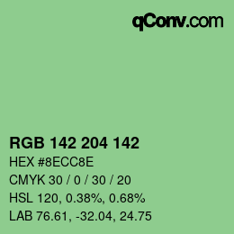 カラーコード: RGB 142 204 142 | qconv.com