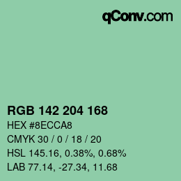 Color code: RGB 142 204 168 | qconv.com