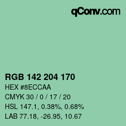 Color code: RGB 142 204 170 | qconv.com