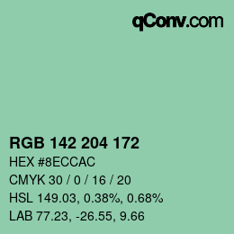 Color code: RGB 142 204 172 | qconv.com