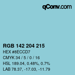 Color code: RGB 142 204 215 | qconv.com