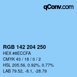 Color code: RGB 142 204 250 | qconv.com