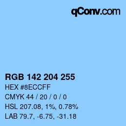 Color code: RGB 142 204 255 | qconv.com