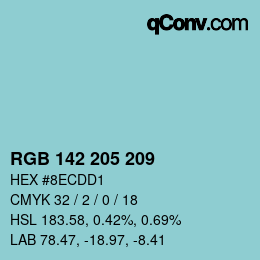 Color code: RGB 142 205 209 | qconv.com