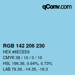 Color code: RGB 142 206 230 | qconv.com