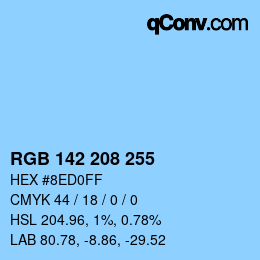 Color code: RGB 142 208 255 | qconv.com