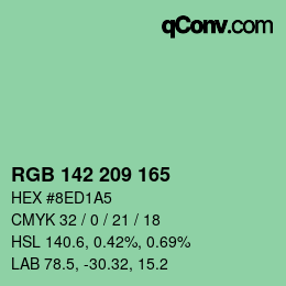 カラーコード: RGB 142 209 165 | qconv.com