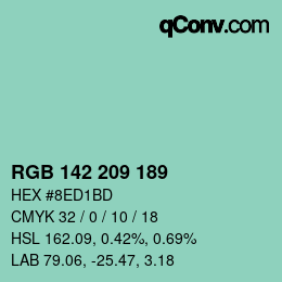 Color code: RGB 142 209 189 | qconv.com